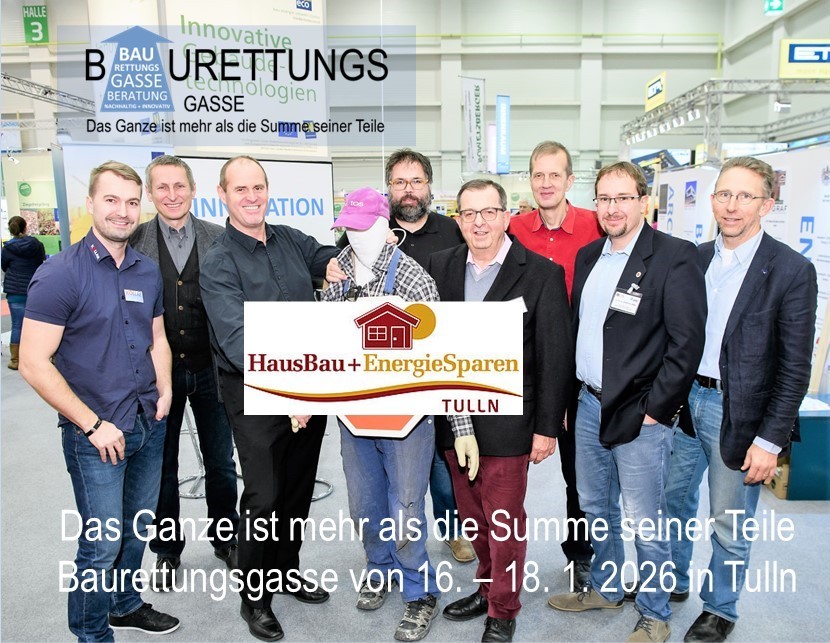 Messe HAUSBAU & ENERGIESPAREN 2026 in Tulln – BAURETTUNGSGASSE
